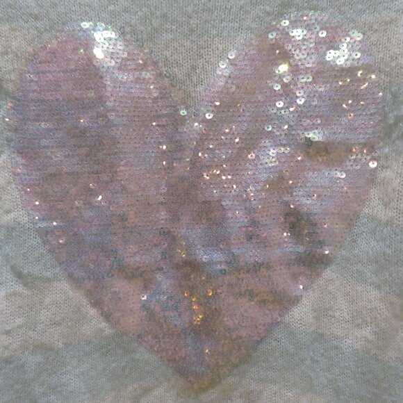 WILDFOX White Label Bridgette Heart Lake House Striped Sequin Sweater Aqua White - Picture 5 of 15